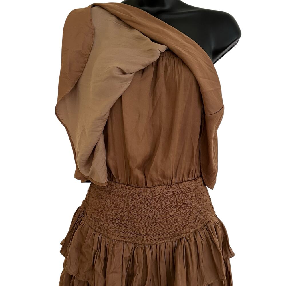 Mustard Seed Women Boho Brown Strapless Open Smocked Back Ruffle Romper Size M - Picture 7 of 8